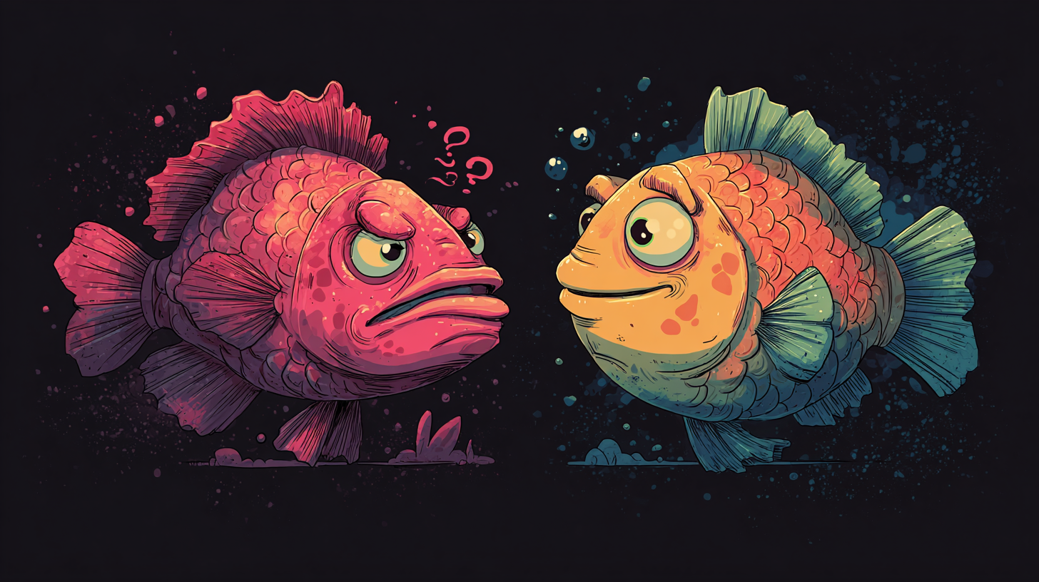 Aggressiver vs. entspannter Fisch im Vergleich